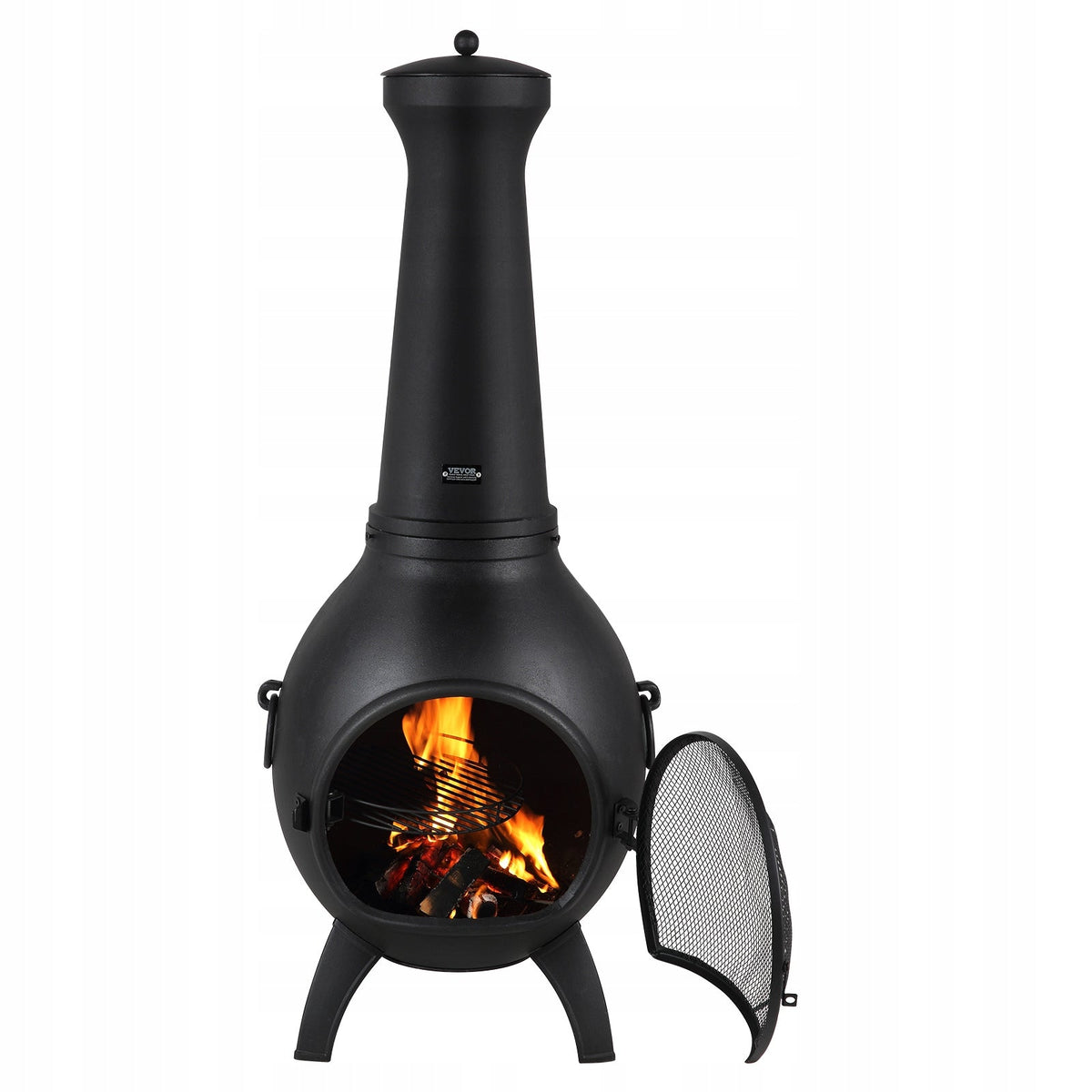 KOMINEK OGRODOWY VEVOR 52X50X130 CM MOCNY PALENISKO Z GRILLEM BBQ ALUMINIUM