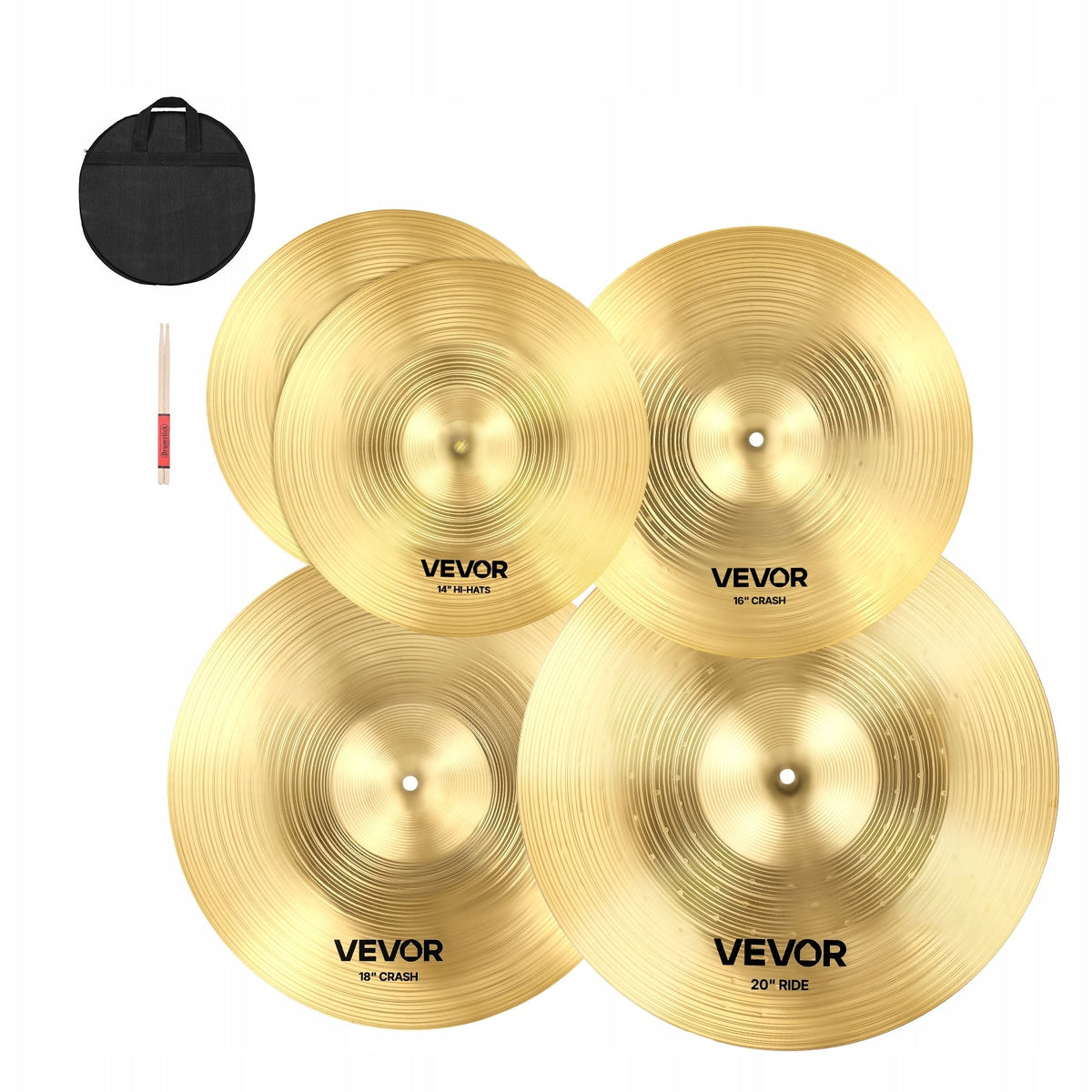 VEVOR ZESTAW TALERZY PERKUSYJNYCH 4-CZĘŚCIOWY 355 400 455 505 MM PREMIUM