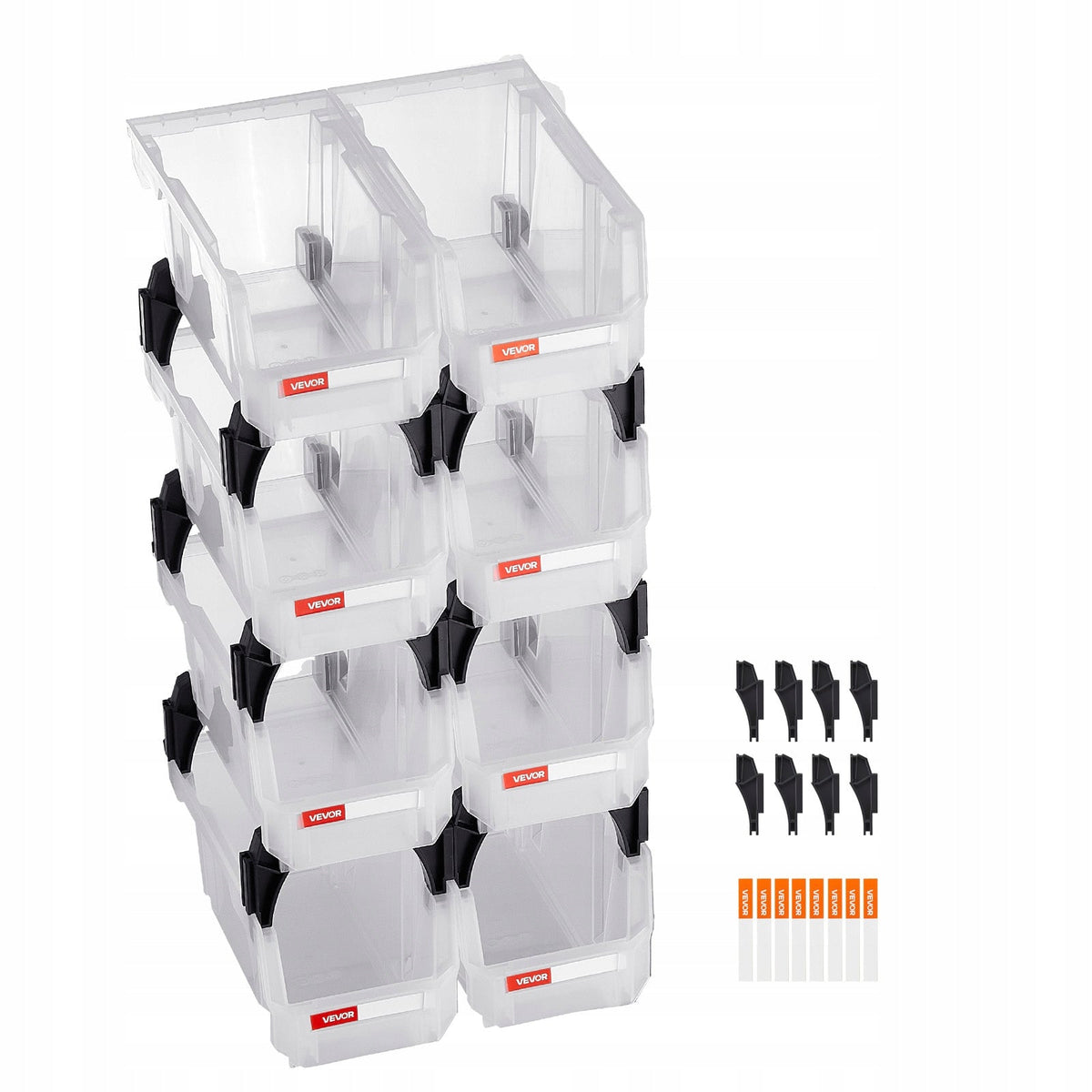 PROFESJONALNE PUDEŁKA DO UKŁADANIA W STOSY VEVOR 8 SZT 276X140X130 MM PP