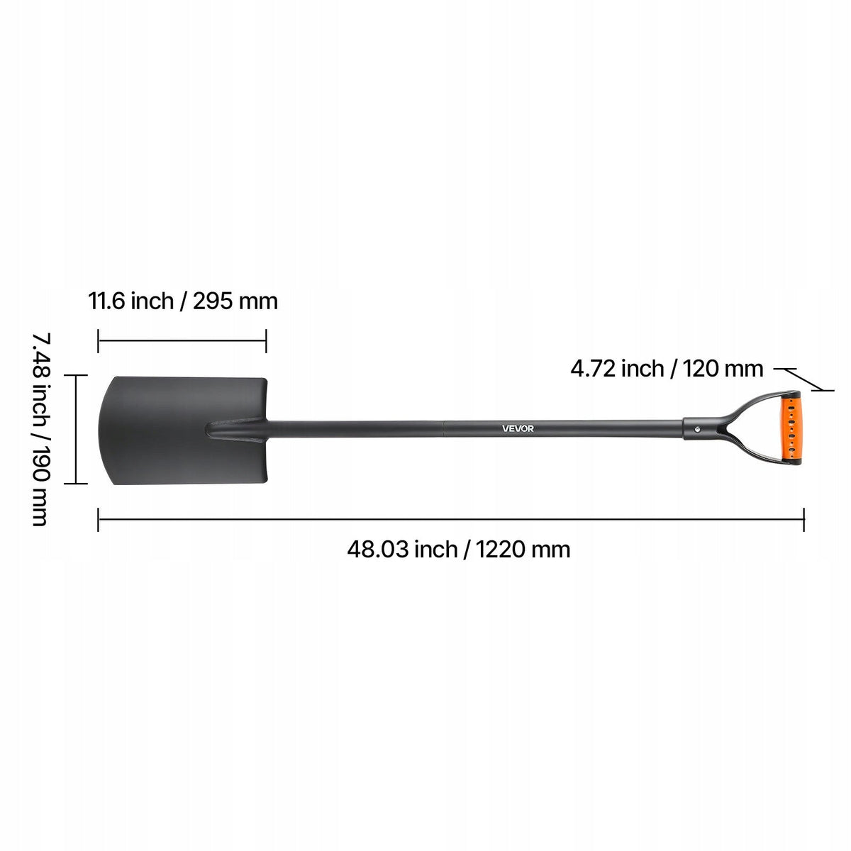 ŁOPATA OGRODOWA VEVOR 122 CM Z OSTRZEM ZE STALI STOPOWEJ MOCNA SOLIDNA