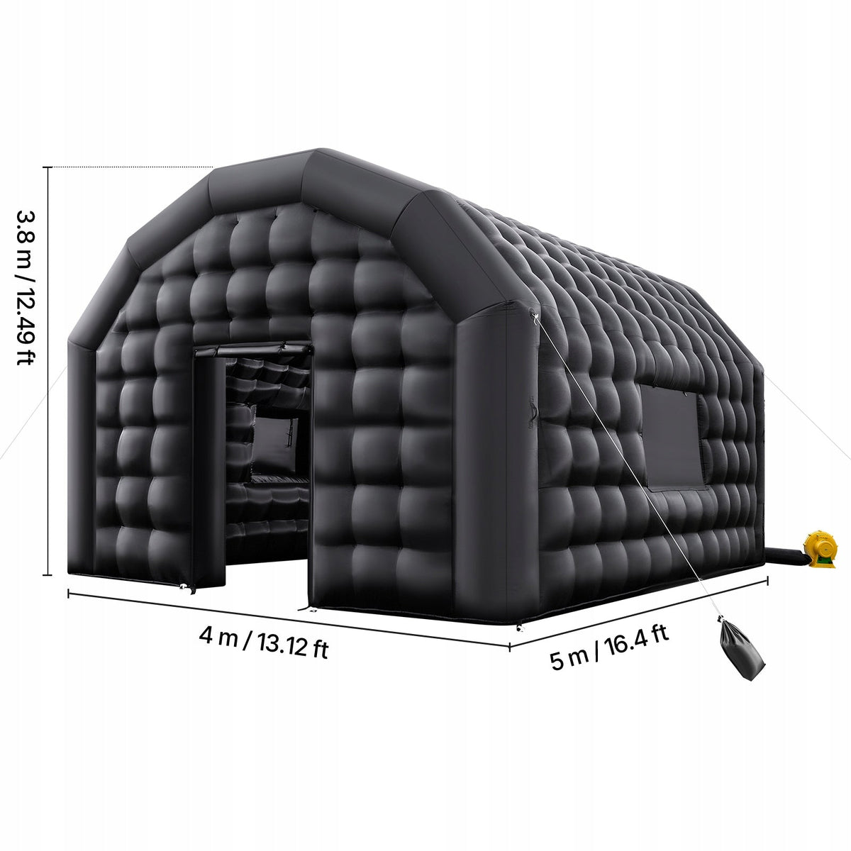NADMUCHIWANY NAMIOT IMPREZOWY VEVOR 5X4X3 8 M CZARNY SOLIDNY I PRZESTRONNY