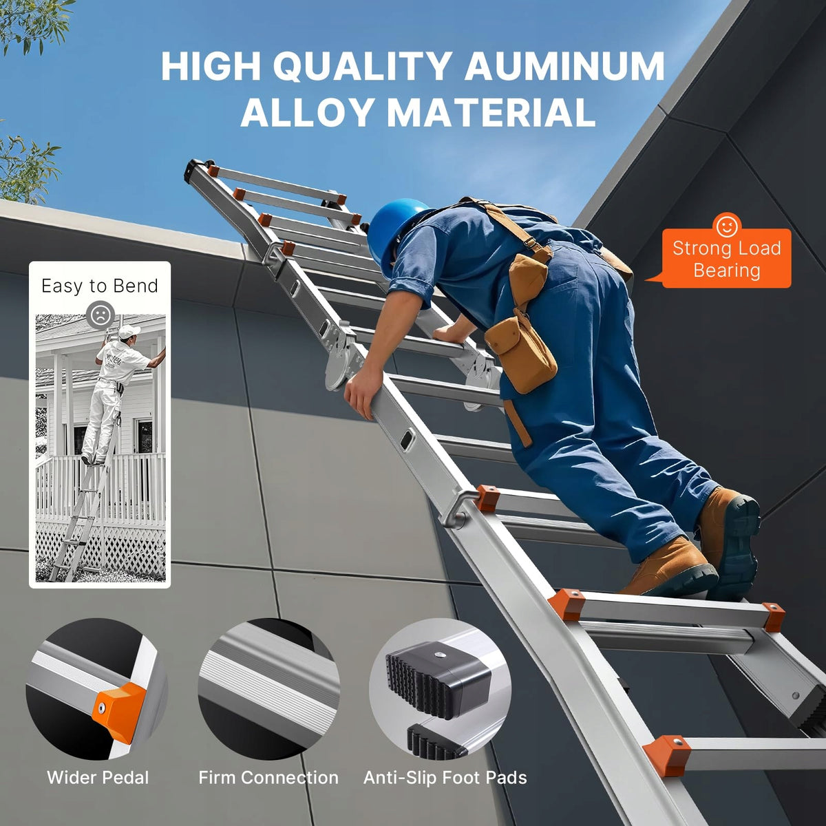 PROFESJONALNA DRABINA TELESKOPOWA VEVOR A-FRAME 3M ALUMINIOWA KOMPAKTOWA