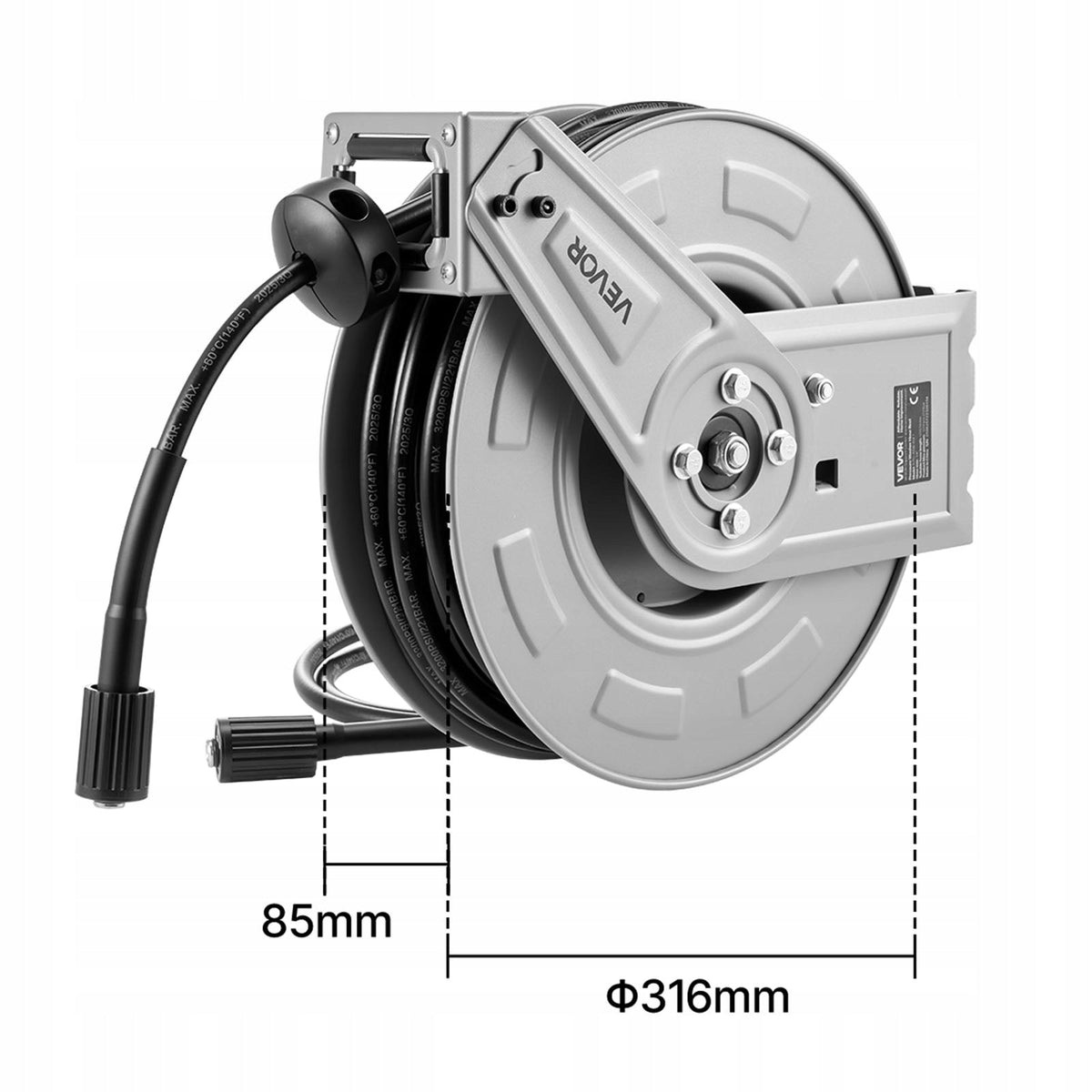 BĘBEN NA WĄŻ DO MYJKI CIŚNIENIOWEJ VEVOR 19.8M X 6.35MM STALOWY MOCNY