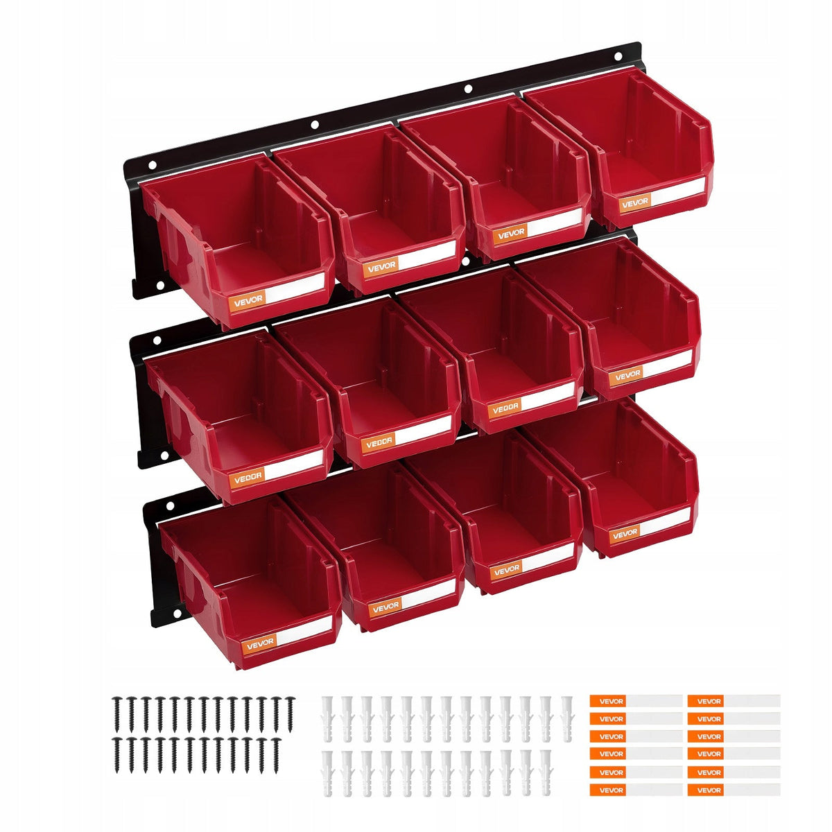 VEVOR PUDEŁKA DO UKŁADANIA W STOSY MONTOWANE NA ŚCIANIE 12 SZT 137X105X75MM