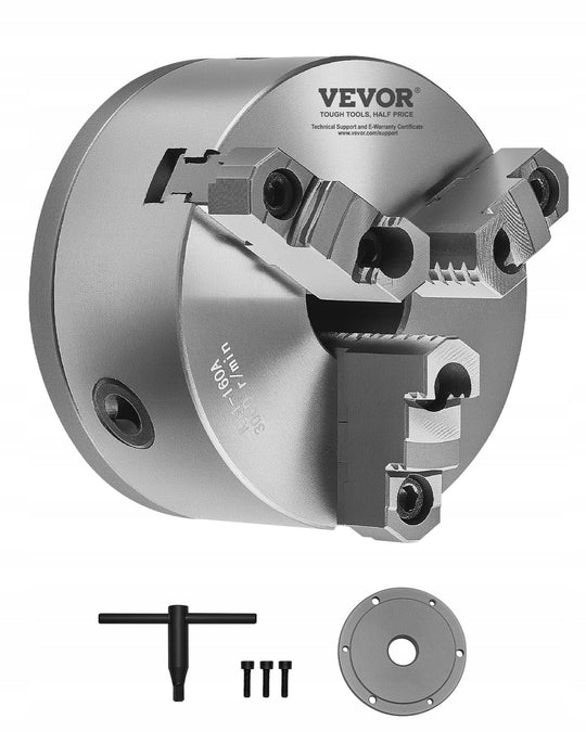 VEVOR UCHWYT TOKARSKI 3-SZCZĘKOWY 160 MM SAMOCENTRUJĄCY Z PŁYTĄ MOCNY